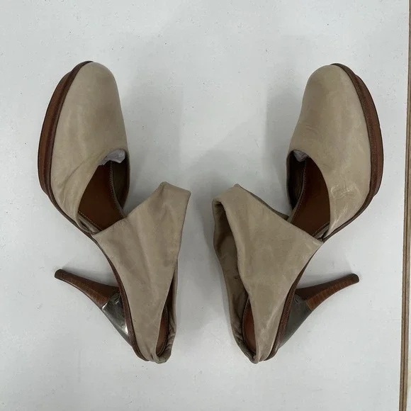 Anthropologie Leifsdottir Jenni Taupe Italian Leather Heels Size 41 EUR 10.5 US - Picture 8 of 13
